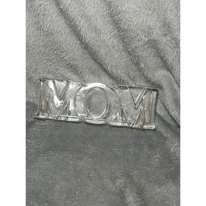 Vintage 1983 Avon Fostoria Clear Glass MOM Paperweight Decorative Sign 6.5in